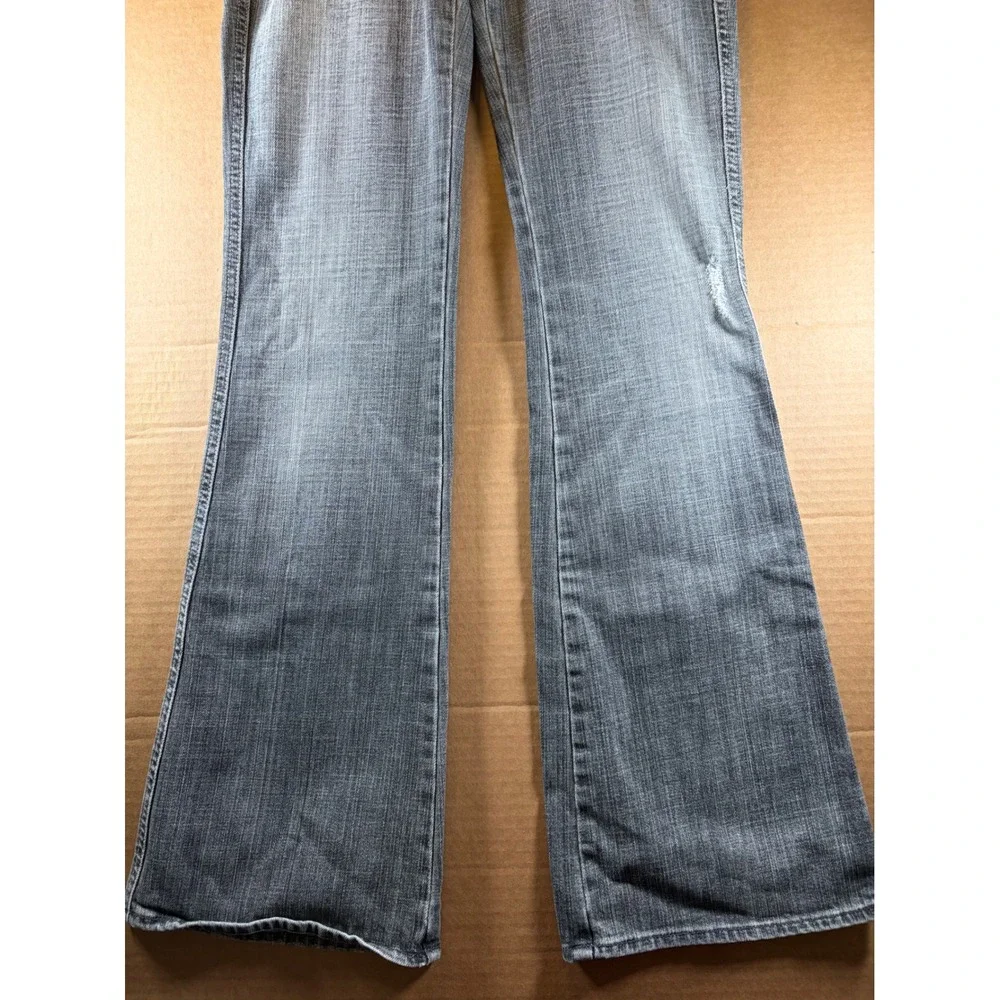 7 For All Mankind Jeans Womens 29 Gray A Pocket Flare Distressed Low Rise Denim